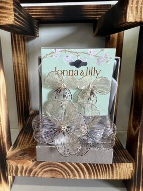 lonna & lilly Silver Floral Statement Earrings